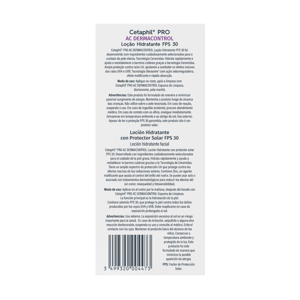 Pro AC Dermacontrol Loci&oacute;n Hidratante FPS 30
